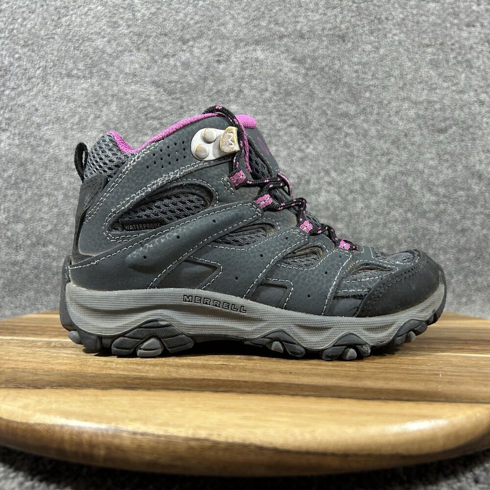 Merrell Moab 3 Mid MK165703 Kids Size 12 Granite Berry Hiking Trail Shoes Used